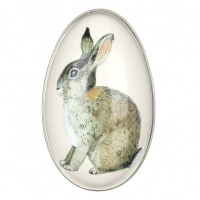 Rabbit Print Egg Shaped Tin By Emma Bridgewater
